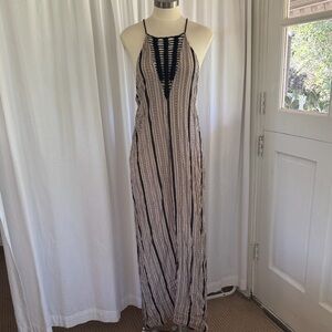 Acacia Swimwear Black and Cream Maxi Dress